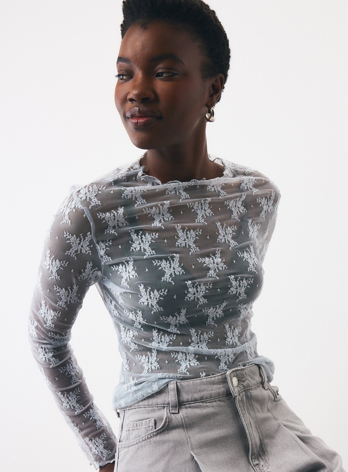 Light Blue Lace Second Skin Top 6 - Image 2 thumbnail